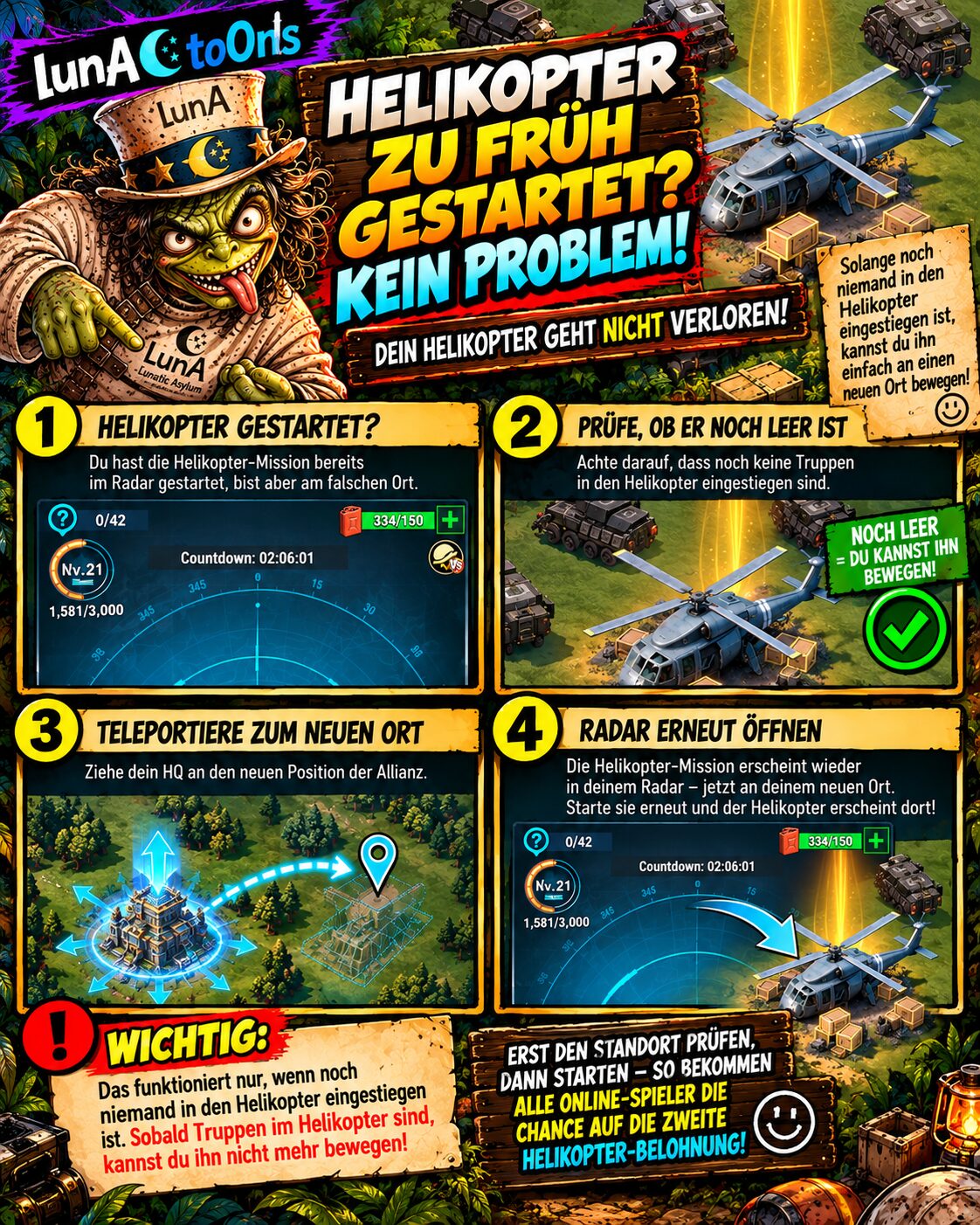 Helikopter richtig neu positionieren